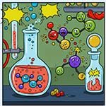 Chemical reaction comic style